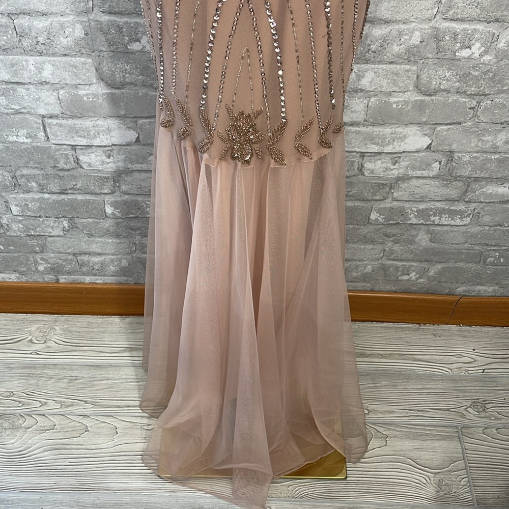 Xscape Blush Beaded Mesh Maxi Dress - Picture 3 of 13